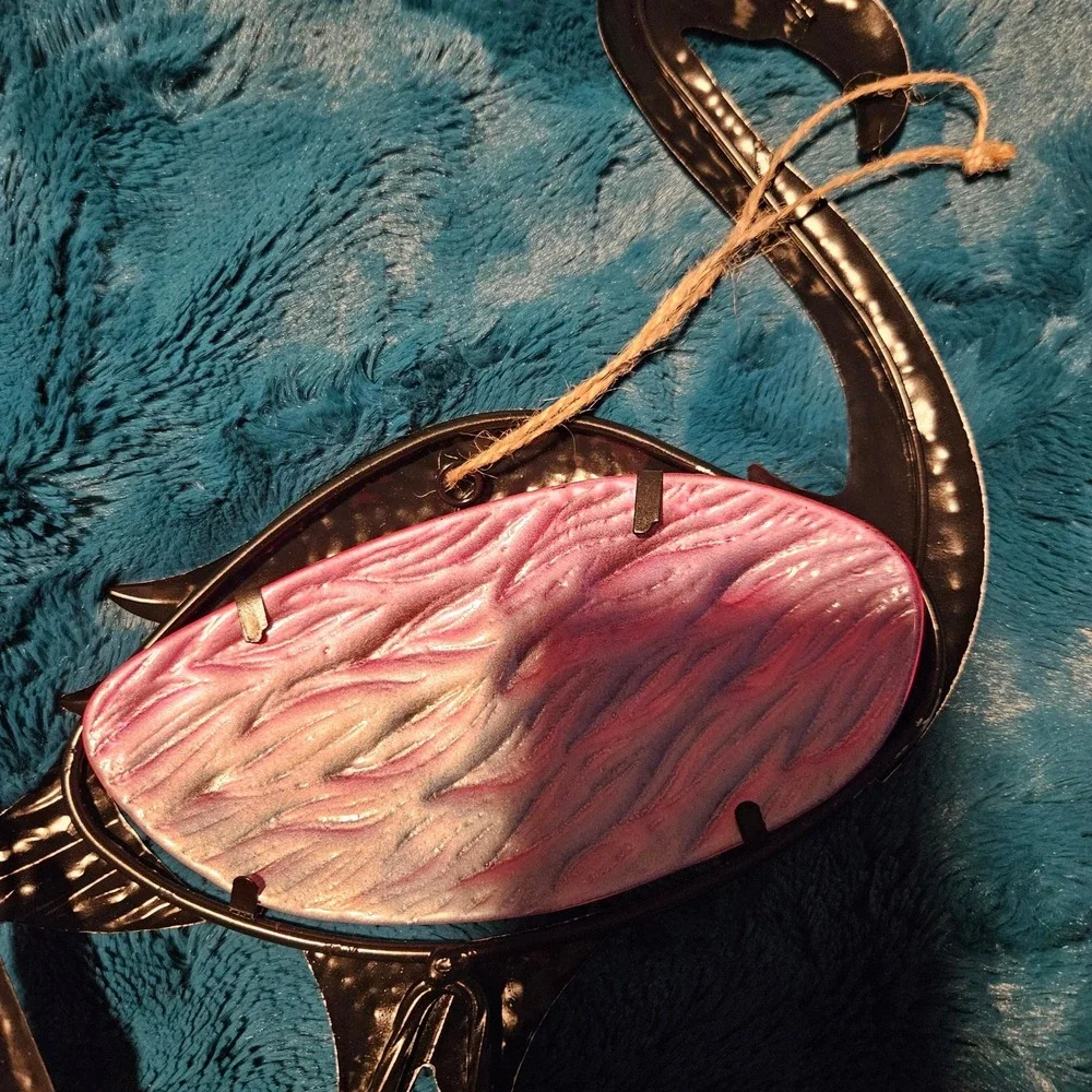 Metal and Glass Flamingo‎ Wall Art Sculpture Decor Coastal Tropical Home Accent